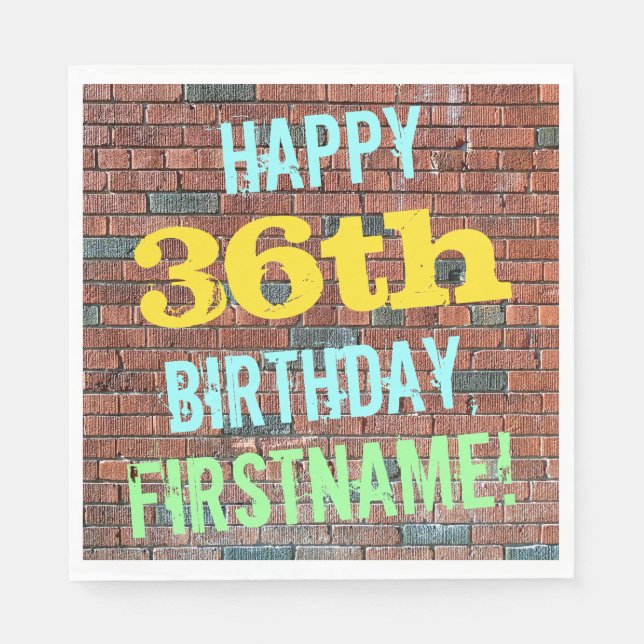 Serviette En Papier Graffiti sur mur de briques pour 36e anniversaire  (Devant)