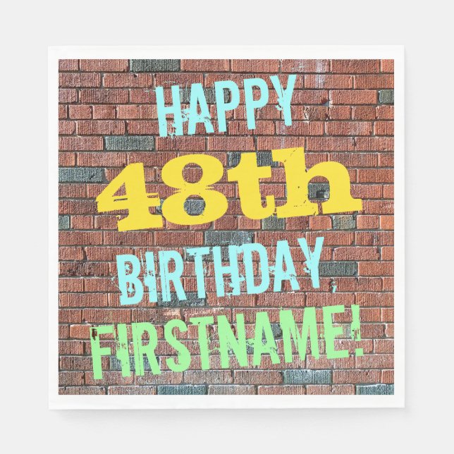 Serviette En Papier Graffiti sur mur de briques pour 48e anniversaire  (Devant)