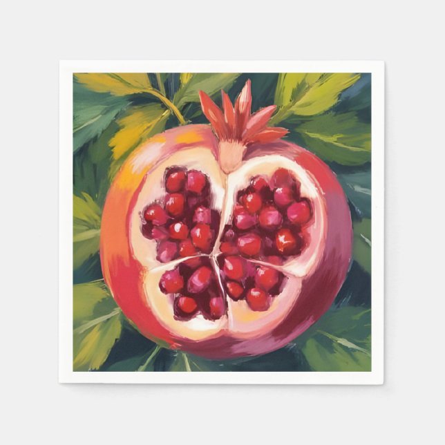 Serviette En Papier Graines de Grenade | Peinture de Fruit (Devant)