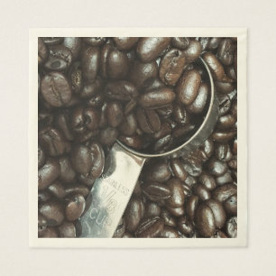 Serviette En Papier Grains de café rôtis avec la photographie argent