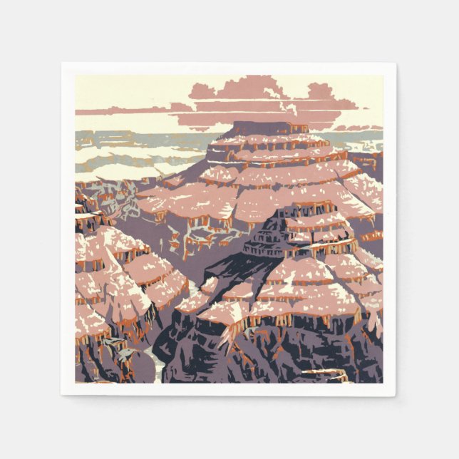 Serviette En Papier Grand Canyon Western Graphic Art American (Devant)