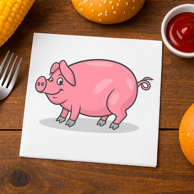 Serviette En Papier Grand Cochon Rose (Créateur téléchargé)