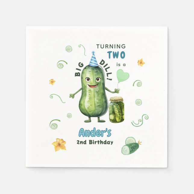 Serviette En Papier Grand Garçon Pickle d'Age Anniversaire Quel âge (Devant)