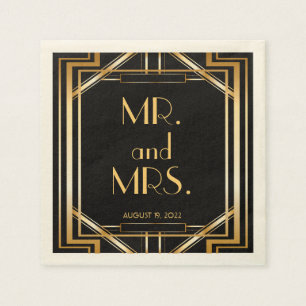 Serviette En Papier Grand Gatsby Art Déco Mariage Personnalisé Napkin