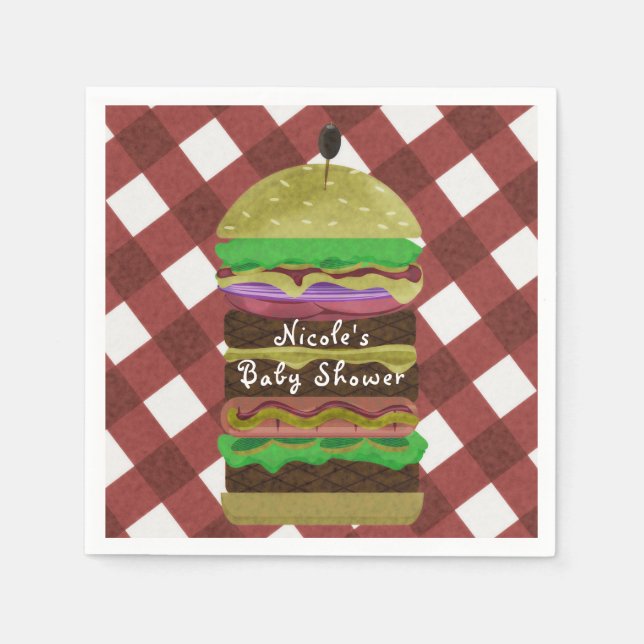 Serviette En Papier Grand hamburger graissé Summer Cookout Red BBQ Par (Devant)