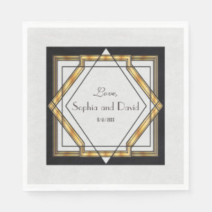 Serviette En Papier Grand Mariage Gatsby Gold White Art Déco