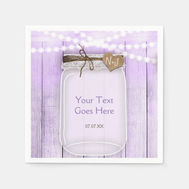 Serviette En Papier Grand Mason Jar & Lumineuses Lavande violet Russe (Devant)