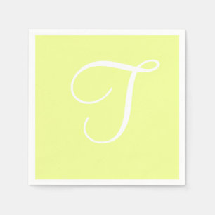Serviette En Papier Grand monogramme blanc élégant   Pastel Lime
