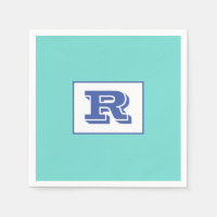 Grand monogramme bleu en gras avec contour clair s