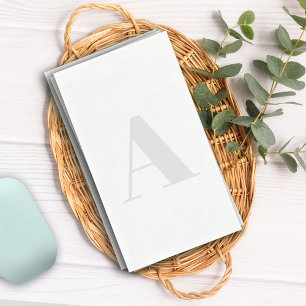 Serviette En Papier Grand Monogramme Tout gris clair neutre initial