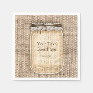 Serviette En Papier Grand pot Mason avec toile de jute et dentelle rus