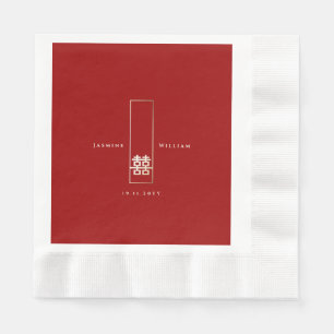 Serviette En Papier Grand Rectangle double bonheur Mariage chinois