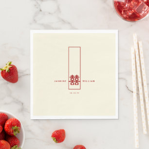 Serviette En Papier Grand Rectangle double bonheur Mariage chinois