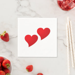 Serviette En Papier Grand Red Hearts motif livre blanc de la Saint-Val