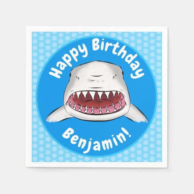 Serviette En Papier Grand requin blanc moyen dessin animé (Devant)