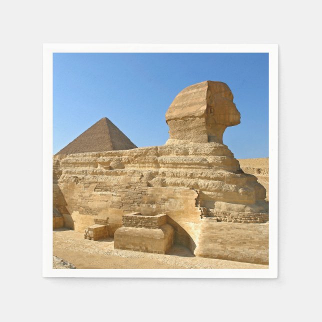 Serviette En Papier Grand Sphinx de Gizeh avec la pyramide de Khafre - (Devant)