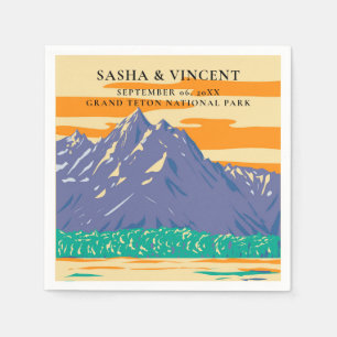 Serviette En Papier Grand Teton National Park Mariage Retro