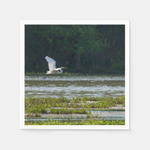 Serviette En Papier Grand vol d'aigrettes blanches