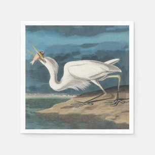 Serviette En Papier Grande Aigrette d'Audubon : Oiseau côtier vintage