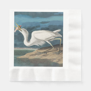 Serviette En Papier Grande Aigrette d'Audubon : Oiseau côtier vintage