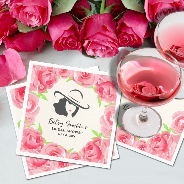 Serviette En Papier Grande Casquette Rose Derby Fête des mariées (Créateur téléchargé)
