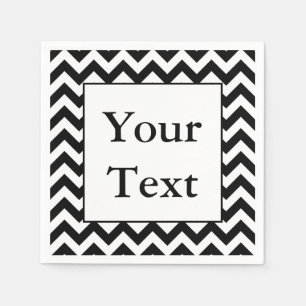 Serviette En Papier Grande conception noire de Chevron avec le texte
