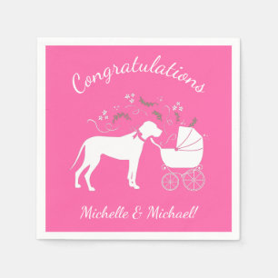 Serviette En Papier Grande Dane Chien Baby shower Chien Chiot Rose Gir