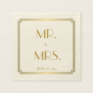 Serviette En Papier Grande Gatsby Art Déco Ecru Mariage blanc