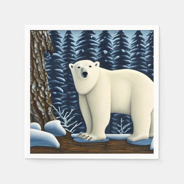 Serviette En Papier Grande Ours Blanc Du Nord (Devant)