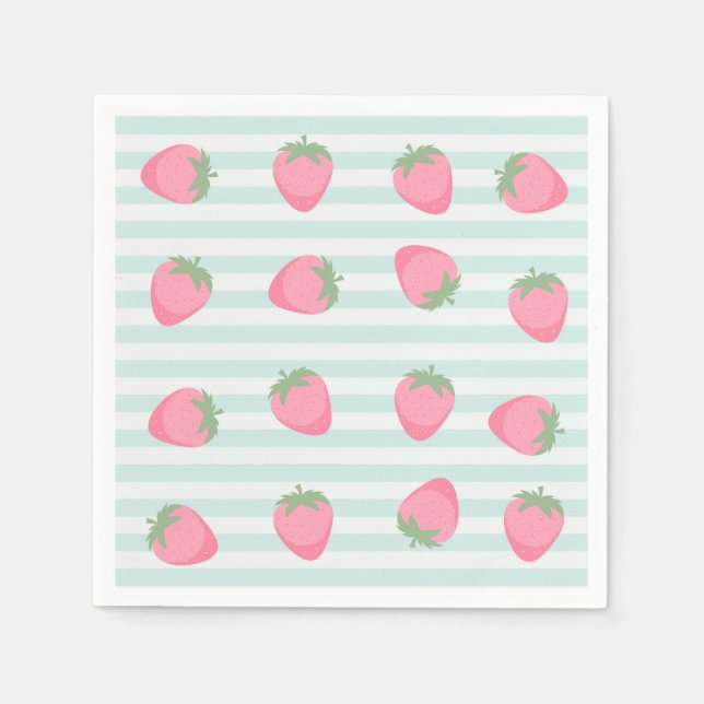 Serviette En Papier Grandes fraises roses (Devant)
