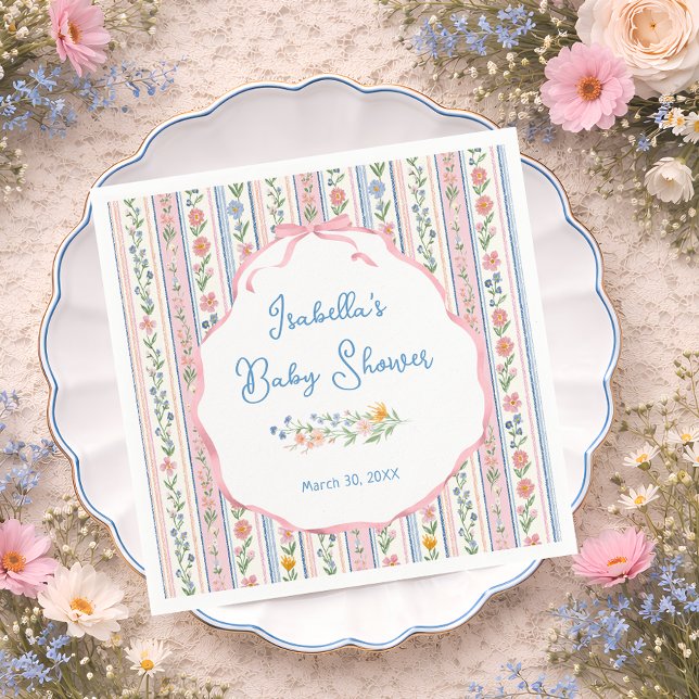 Serviette En Papier Grandmillennial Floral Baby Shower Paper Napkin (Créateur téléchargé)