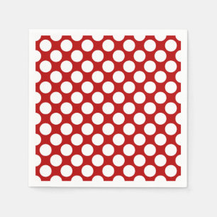 Serviette En Papier Grands points rétro - blanc et rouge