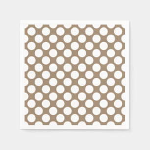 Serviette En Papier Grands points rétro - blanc et taupe