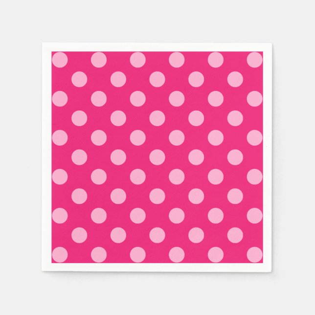 Serviette En Papier Grands points rétro, Fuchsia et Pastel Pink (Devant)