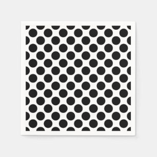 Serviette En Papier Grands points rétro - noir et blanc