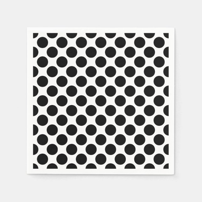 Serviette En Papier Grands points rétro - noir et blanc (Devant)