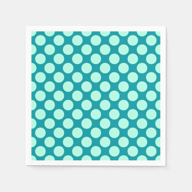 Serviette En Papier Grands points rétro - turquoise et aqua (Devant)
