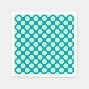 Serviette En Papier Grands rétros points - turquoise et aqua