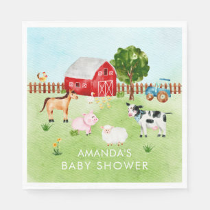 Serviette En Papier Grange Animaux Papier Baby shower neutre serviette
