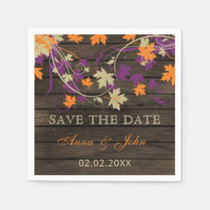 Serviette En Papier Grange Bois Plum Rustique Feuilles d'automne Enreg