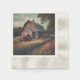 Serviette En Papier Grange vintage/rustique et art tracteur