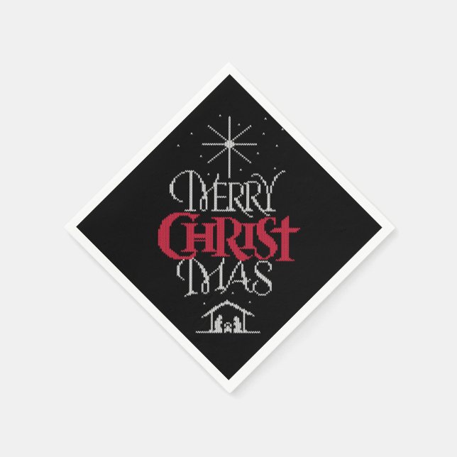 Serviette En Papier Granny Knit Religieux Vilain Joyeux Sweater de Noë (Coin)