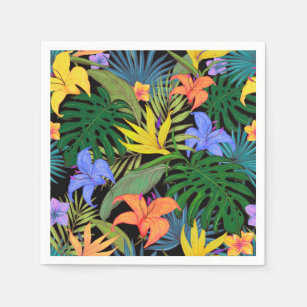 Serviette En Papier Graphique de fleur d'Aloha de Hawaii tropical