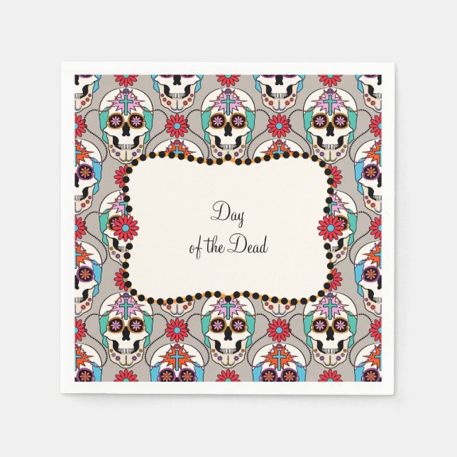 Serviette En Papier Graphique des crânes de sucre (Devant)