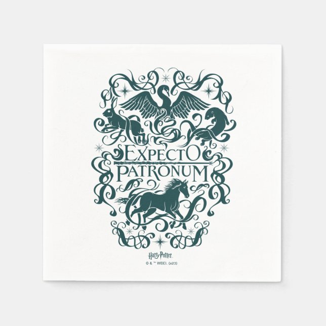 Serviette En Papier Graphique Filigree de Patronum d'Expecto (Devant)