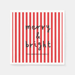 Serviette En Papier Graphique moderne minima Noël rouge et blanc