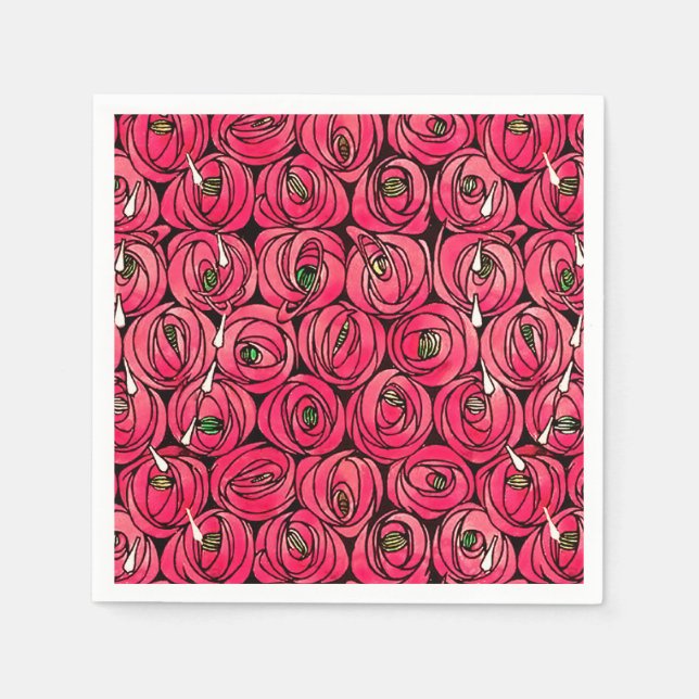 Serviette En Papier Graphique rose Art Nouveau Rennie Macintosh (Devant)