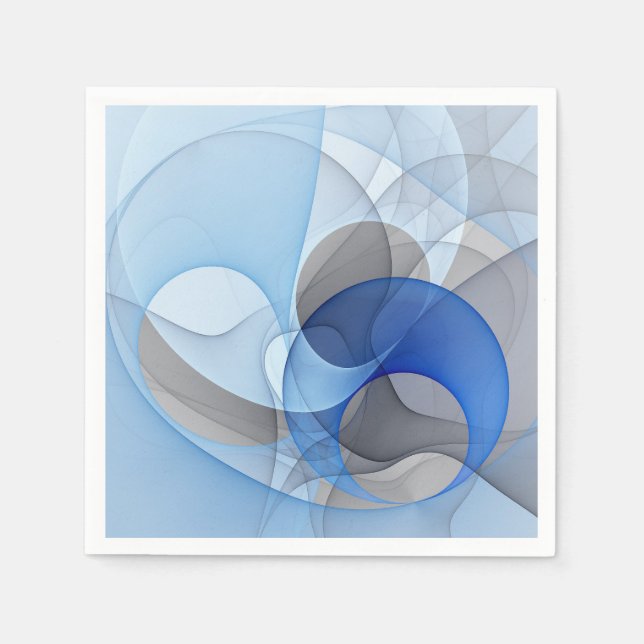 Serviette En Papier Graphisme d'art fractal abstrait bleu gris moderne (Devant)