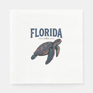 Serviette En Papier Graphisme de gravure vintage de tortue marine de F