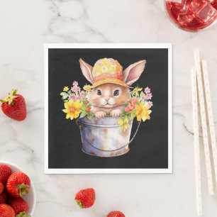 Serviette En Papier Graphisme de Lapin Pour Filles Floraison Printemps